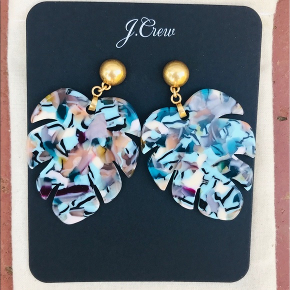 J.Crew Multicolor Leafy Monstera Acetate Earrings - Picture 4 of 8